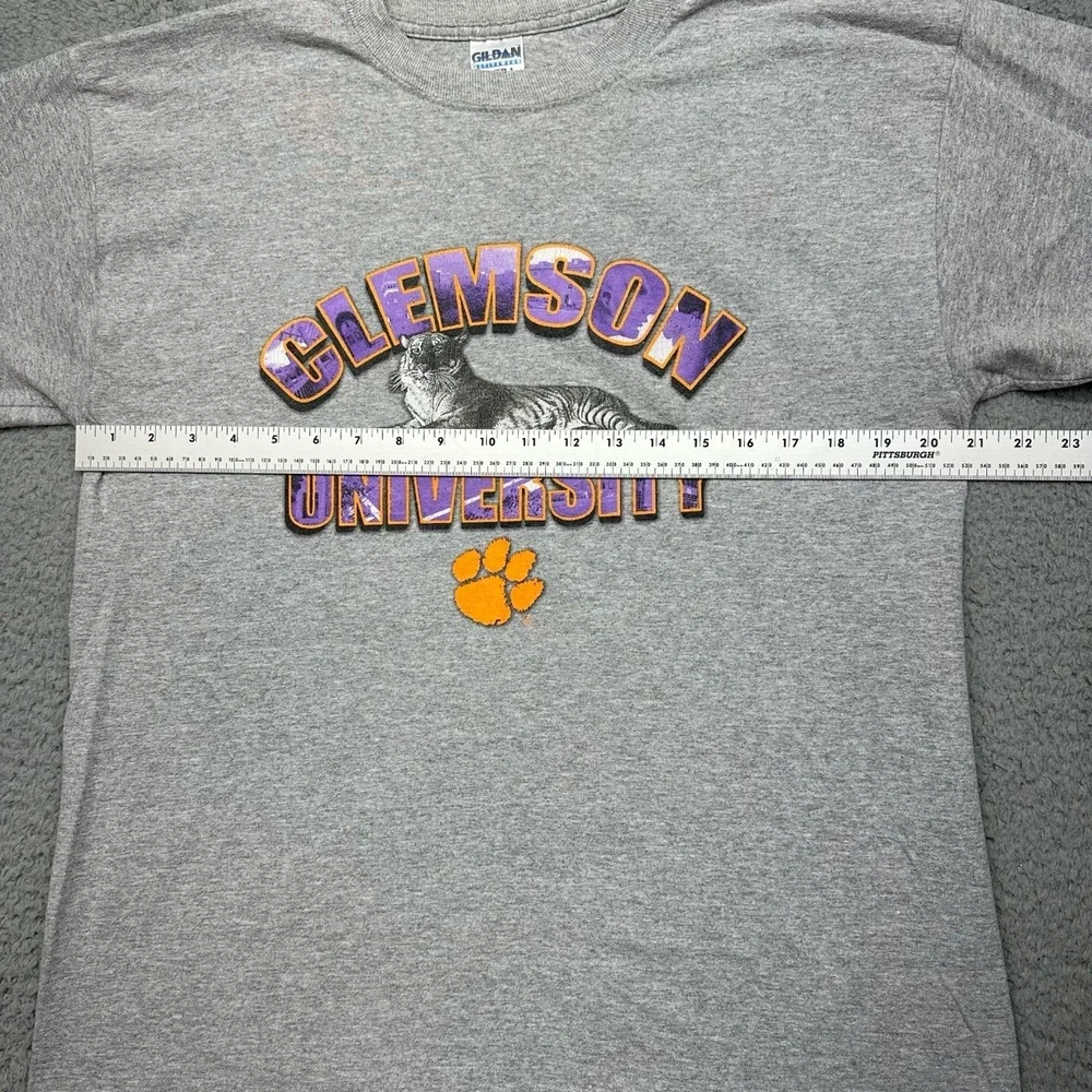 Gildan Ultra Cotton Heavyweight Size Large Clemson Univ. Tigers Gray L/S T-Shirt